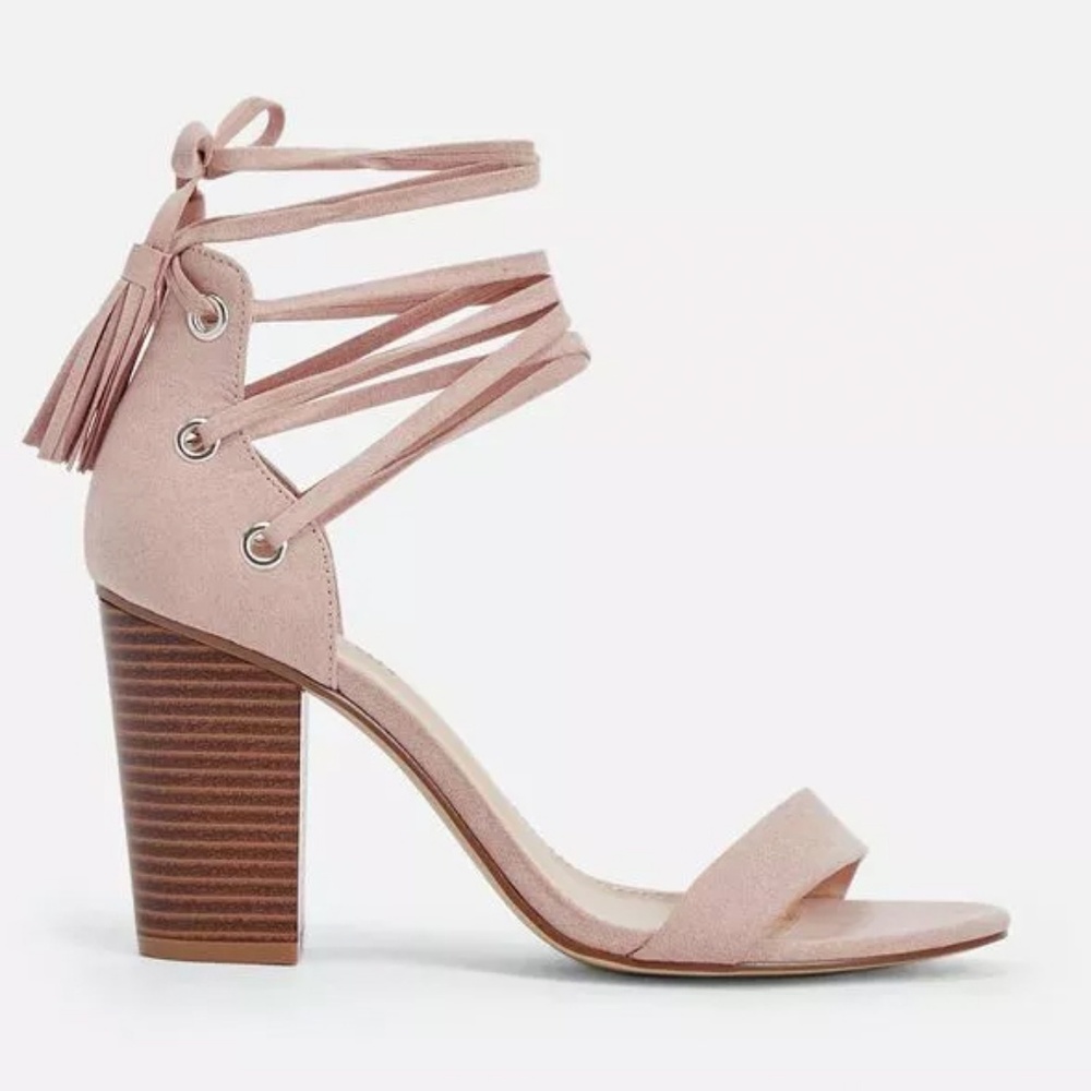 Blush Pink Lace-Up Heels • 8W • JustFab